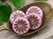*15* 12mm Dark Bronze Washed Pink Silk Aster Flower Coin Beads